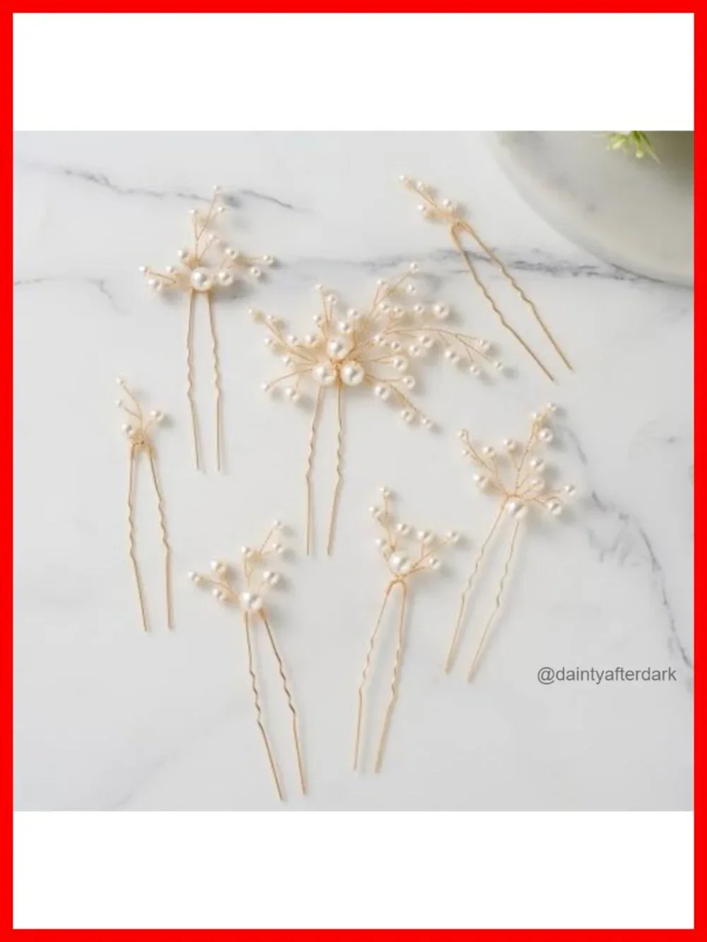 7Pcs Gold Pearl Bridal Hair Pins Wedding Hair Accessories Bride Party